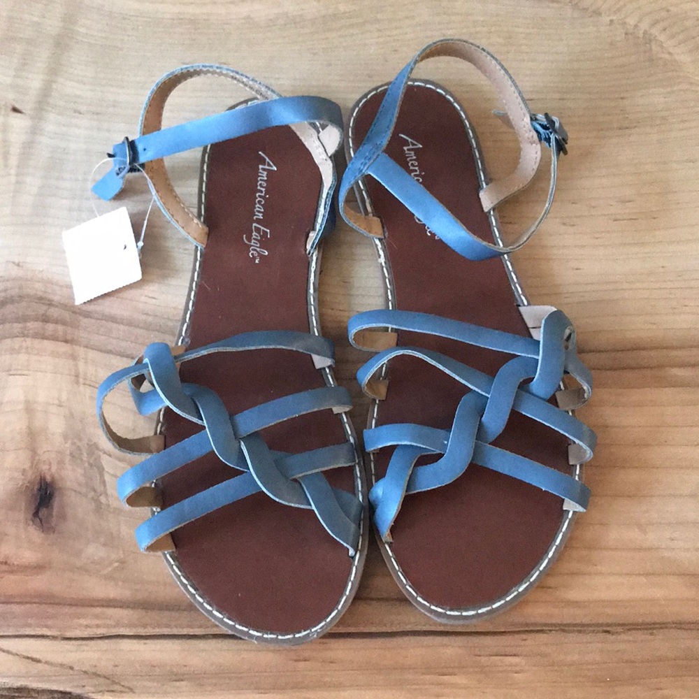 American Eagle Blue Strappy Flat Sandals size 7 New with Tags adjustable strap